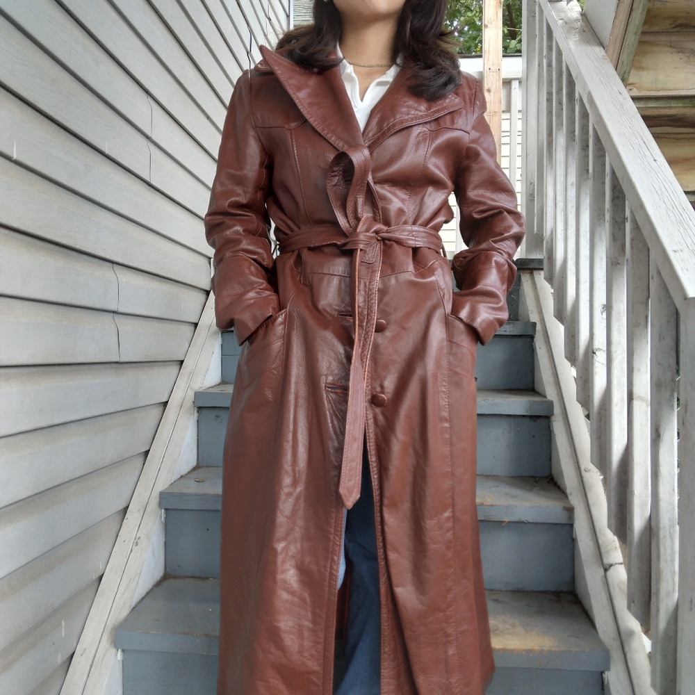 Vintage 1970's Leather Trench Coat